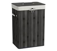 HOMCOM Cesto de Ropa Sucia Plegable con Tapa 67L, Cesta Ropa Sucia de Bambú, 2 Compartimentos, Bolsa Extraíble, para Dormitorio, Baño, Lavandería, 40x30x60 cm, Gris Oscuro