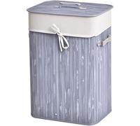 Homcom - Cesto para Almacenaje Ropa Sucia con Tapa, Canasta Ropa Sucia, Cestos con Tapa, Lona Plegable + Bambú, 72 L, 40 x 30 x 60 cm, 3 Colores, Bambú, Gris, L40 x B30 x H60 cm