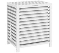 HOMCOM Cesto para Ropa Sucia de Bambú 55L con Tapa 50x36x60 cm Blanco | Cesta para la Colada, 2 Asas, Bolsa Extraíble, Forma Rectangular