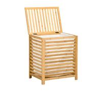 HOMCOM Cesto para Ropa Sucia de Bambú Capacidad de 55L Cesta para la Colada con Tapa 2 Asas y Bolsa Extraíble Forma Rectangular 50x36x60 cm Natural