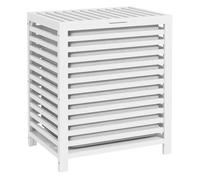 HOMCOM Cesto para Ropa Sucia de Bambú 55L con Tapa 50x36x60 cm Blanco | Cesta para la Colada, 2 Asas, Bolsa Extraíble, Forma Rectangular