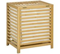 HOMCOM Cesto para Ropa Sucia de Bambú Capacidad de 55L Cesta para la Colada con 2 Asas y Bolsa Extraíble Forma de Rectangular 50x36x60 cm Natural