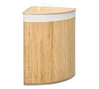 HOMCOM Cesto Ropa Sucia de Bambú 55L con Tapa Abanico 38x38x57 cm Natural | Cesta para la Colada en Forma de Abanico, Bolsa Extraíble