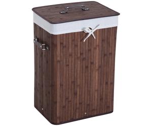 HomCom® Cesto para Ropa Sucia Plegable con Tapa Cesta de Lavandería Rectangular Bambú 70L Marrón Aosom España