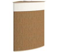 HOMCOM Cesto Ropa Sucia de Bambú para Esquina de 55L con Tapa y Asa, Cubo Ropa Sucia con Bolsa Extraíble y Lavable para Baño, Dormitorio, 35x35x60 cm, Marrón