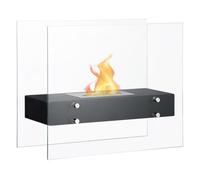 Homcom chimenea de bioetanol 7000 btu estufa de bioetanol sobremesa con tanque de 1,5 l apagallamas de acero inoxidable tiempo de combustión 3h para interiores 20-25 m² 60x26x50 cm negro