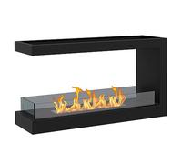 HOMCOM Chimenea de bioetanol de 3 caras con quemador de 2,4L y tiempo de combustión de 4 horas, Biochimenea con panel de vidrio y cubierta 30㎡, 100x30x55cm, Negro.