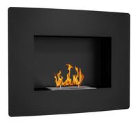 HOMCOM Chimenea de Bioetanol de Pared con Tanque de 0,9 L Tiempo de Combustión 3,3H para Interiores 15-20 m² 66x16x52 cm Negro