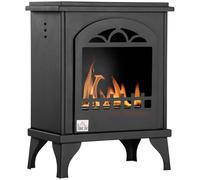 HOMCOM Chimenea de Bioetanol de Pie 7000 BTU Estufa de Bioetanol con Tanque de 1,2 L Apagallamas de Acero Inoxidable Tiempo de Combustión 3H para Interiores 20-25 m² 41x25x54 cm Negro