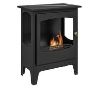 HOMCOM Chimenea de Etanol 7000BTU Chimenea de Bioetanol de Acero Tanque de 1,2 L Tiempo de Combustión 3H 39x26x54 cm Negro Aosom España