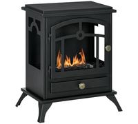 HOMCOM Chimenea de Bioetanol de Pie Estufa de Bioetanol con Tanque de 1,2 L Apagallamas de Acero Inoxidable Tiempo de Combustión 3H para Interiores 20-25 m² 45x28x54 cm Negro