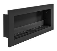 HOMCOM Chimenea de bioetanol mural empotrable quemador 2 x 0,85 L aprox. 3 h de duración de combustión 90 x 15 x 40 cm acero negro