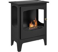HOMCOM Chimenea de Etanol 7000BTU Chimenea de Bioetanol de Acero Tanque de 1,2 L Tiempo de Combustión 3H 39x26x54 cm Negro Aosom España