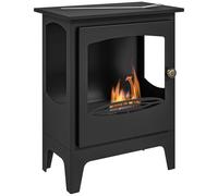 HOMCOM Chimenea de Etanol 7000BTU Chimenea de Bioetanol de Acero Tanque de 1,2 L Tiempo de Combustión 3H 39x26x54 cm Negro Aosom España