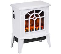 HOMCOM Chimenea Decorativa 1000 W/2000 W con Temperatura Ajustable LED Llamas para 15-20 ㎡ 36,5x24x46 cm Blanco Aosom España