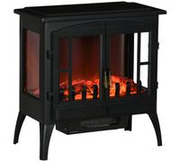 HOMCOM Chimenea Decorativa 1000 W/2000 W con Ventanas LED Llamas y Protección Sobrecalentamiento para 15-20 ㎡ Negro