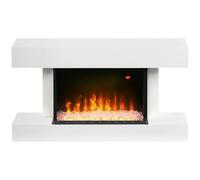 HOMCOM Chimenea Eléctrica 1000W/2000W Chimenea Decorativa de Pared o Pie con Temperatura Ajustable Silencioso Temporizador y Control Remoto para Sala 15-25 m² 98x27x54,5 cm Blanco