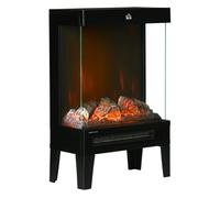 HOMCOM Chimenea Eléctrica 1000W/2000W Calentador de Chimenea con Llama LED Ajustable hasta 15-20 m² 40,5x20x62 cm Negro Aosom España