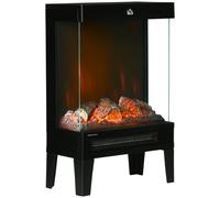 HOMCOM Chimenea Eléctrica 1000W/2000W Calentador de Chimenea con Llama LED Ajustable Termostato y Protección contra Sobrecalentamiento 40,5x20x62 cm