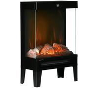 HOMCOM Chimenea Eléctrica 1000W/2000W Calentador de Chimenea con Llama LED Ajustable hasta 15-20 m² 40,5x20x62 cm Negro Aosom España