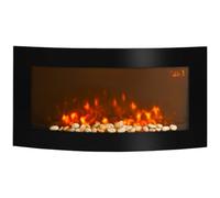 HOMCOM Chimenea Eléctrica Tipo Estufa de Pared con Efecto Llamas Luz LED de 7 Colores con Mando A Distancia 1000W/2000W 89,2x13,5x48cm Aosom España