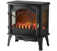 HOMCOM Chimenea Eléctrica 1000W/2000W Decorativa de Pie 15-30 m² Negro | Temperatura Ajustable, Bajo Consumo, Protección contra Sobrecalentamiento, Efecto de Llama 3D, para Sala