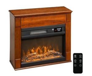 HOMCOM Chimenea eléctrica 1000W/2000W, Efecto Llama 3D con 6 Colores y 3 Niveles de luminosidad Regulables, Chimenea Decorativa de imitación con termostato Regulable, Mando a Distancia, Temporizador,