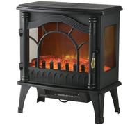 HOMCOM Chimenea Eléctrica 1000W/2000W con Temperatura Ajustable Protección contra Sobrecalentamiento 55x31x58 cm Negro Aosom España