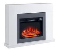 HOMCOM Chimenea Eléctrica 1800W-2000W Llama Ajustable para 37 m² Blanco