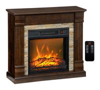 HOMCOM Chimenea Eléctrica 1800W Calentador de Chimenea con Efecto de Llama Mando a Distancia Temporizador 80x21,6x67,8cm Marrón Aosom España