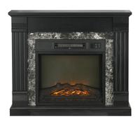HOMCOM Chimenea Eléctrica 1800W Chimenea Decorativa con Efecto de Llama Mando a Distancia Temporizador 80x21,6x67,8cm Negro