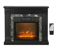 HOMCOM Chimenea Eléctrica 1800W Chimenea Decorativa con Efecto de Llama Mando a Distancia Temporizador Termostato Protección contra Sobrecalentamiento para Sala 30 m² Negro