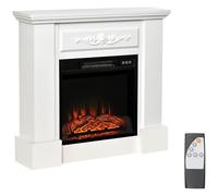 HOMCOM Chimenea Eléctrica 1800W Chimenea Decorativa con Marco Efecto de Llama Mando a Distancia Temporizador Protección contra Sobrecalentamiento para Sala 30 m² Blanco