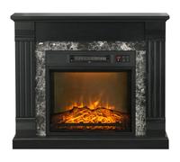 HOMCOM Chimenea Eléctrica 1800W Chimenea Decorativa con Efecto de Llama Mando a Distancia Temporizador Termostato Protección contra Sobrecalentamiento para Sala 30 m² Negro