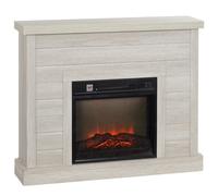 HOMCOM Chimenea Eléctrica 1800W Chimenea Decorativa con Efecto de Llama Mando a Distancia Temporizador Semanal Protección contra Sobrecalentamiento para Sala 30 m² Madera Clara