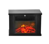 HOMCOM Chimenea Eléctrica 600/1200W Decorativa de Mesa 34x17x25 cm Negro | Chimenea Portátil, Efecto Llama Realista, Protección Contra Sobrecalentamiento, para 10-15 m²
