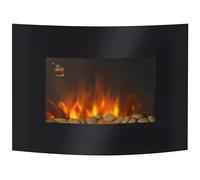 HOMCOM Chimenea Eléctrica 900W/1800W Chimenea Decorativa de Pared con Temperatura Ajustable Efecto Llamas Atmosféricas y Mando a Distancia para Sala 25-30 m² 65x11,4x52 cm Negro