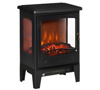 HOMCOM Chimenea Eléctrica 900W/1800W con Efecto de Llama Temperatura Ajustable y Protección Sobrecalentamiento Negro