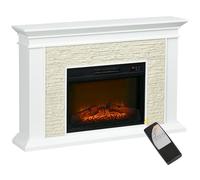 HOMCOM Chimenea Eléctrica Decorativa Efecto de Llama Estufa de Pared 1800W Control Remoto Temporizador 120x24x80 cm Blanco Aosom España