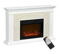 HOMCOM Chimenea Eléctrica con Calefacción 1800W, 120x24x80 cm Blanco | Chimenea Decorativa Bajo Consumo, Efecto de Llama, Control Remoto, Temporizador, Protección Sobrecalentamiento, hasta 30 m²
