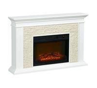 HOMCOM Chimenea Eléctrica con Calefacción 1800W Chimenea Decorativa Bajo Consumo Efecto de Llama Control Remoto Temporizador Semanal y Protección Sobrecalentamiento hasta 30 m² 120x24x80 cm Blanco