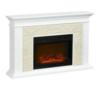 HOMCOM Chimenea Eléctrica con Calefacción 1800W, 120x24x80 cm Blanco