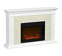 HOMCOM Chimenea Eléctrica con Calefacción 1800W, 120x24x80 cm Blanco