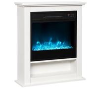 HOMCOM Chimenea eléctrica con Calefactor, Efecto Llama, 1800W Blanco | 9 colores de llama, 5 niveles de brillo, chimenea eléctrica con llama real, mando a distancia, temporizador, termostato.