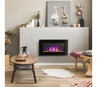 HOMCOM Chimenea eléctrica con efecto de llama LED, chimenea de pared de 1000/2000 W, montaje en pared Black