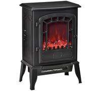 HOMCOM Chimenea eléctrica con efecto llama, temperatura regulable 1000 W-2000 W, cobertura 20-25 m², 39 x 24 x 56,5 cm, negro