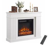 HOMCOM Chimenea Eléctrica con Marco Efecto Llama Realista 5 Brillos Blanco | Chimenea Eléctrica Decorativa 1800W, Repisa, Soporte para TV 38", Termostato, Temporizador 8 h, Mando, Bloqueo Infantil