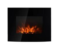 HOMCOM Chimenea Eléctrica Tipo Estufa de Pared con Efecto Llamas y Luz LED de 7 Colores con Mando a distancia 900W/1800W 65x11.4x52cm