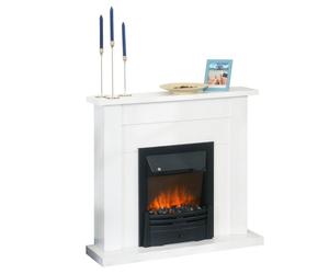 HomCom Chimenea Eléctrica de Pared 2000W Blanca
