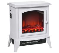HOMCOM Chimenea Eléctrica de Pie 1000/2000W 20-25 m² 36,5x24x45,5 cm Blanco | Chimenea Decorativa, Efecto de Llama, Termostato Ajustable, Protección contra Sobrecalentamiento, para Salas